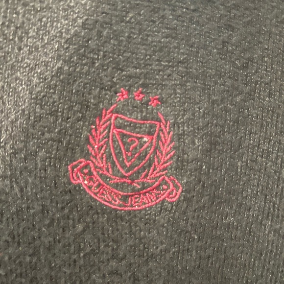 Guess Logo Pullover Navy Blue Knit V-Neck sweater size small - Picture 4 of 5